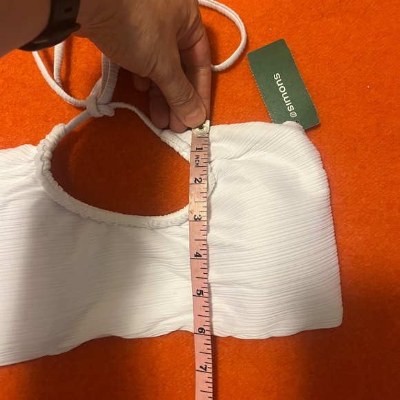 White raised ribbed longline bandeau bikini top NWT - Picture 7 of 7